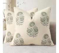 YCOLL Vintage Floral Print Cushion Covers 40x40 Set of 2 Patterned Accent Sofa Cushions Modern Farmhouse Decorative Cushions for Sofa Chair Bed Living Room Home Decor Sage Green