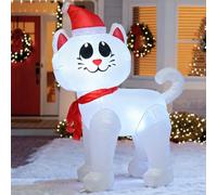 Ycolnaefllr 4FT Christmas Inflatable White Cat Indoor Outdoor Blow Up Decor with LED Lights,Holiday Inflatables Decoration for Yard Lawn Garden Xmas Party