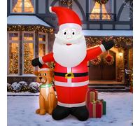 Ycolnaefllr 5FT Christmas Inflatable Santa with Dog Decorations - LED Light-Up Outdoor Yard Decor, Holiday Lawn Ornament with Built-in Lights for Xmas Party Garden Decorating