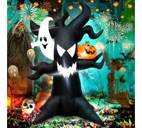 Ycolnaefllr 6FT Halloween Inflatable Haunted Tree with Glowing Ghost & LED Pumpkin - Outdoor Spooky Blow Up Decor for Yard, Party, Haunted House - Waterproof, Easy Setup, 2025 Scary Decorations