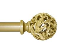 Ycolnaefllr Curtain Poles 91 to 304cm（7-10ft）, Gold Curtain Poles for Eyelet Curtains, 1 Inch Diameter Adjustable Heavy Duty Curtain Rod with Decorative Openwork Carved finials for Home Decorative