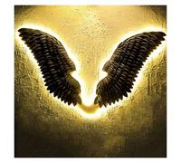 YCOVSFP LED Angel Wing Metal Wall Decor, 3D Retro Wings, Set Of Two For Bedrooms And Living Rooms(Black,110X40cm)