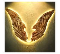 YCOVSFP LED Angel Wing Metal Wall Decor, Illuminated Wings Sculpture For Living Rooms And Bedrooms, Set Of Two(Gold,130X50cm)