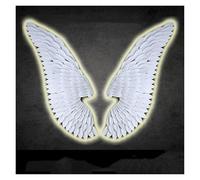 YCOVSFP Luminous Angel Wings Metal Wall Decor With LEDs, 3D Retro, Set Of Two For Bedrooms And Living Rooms(White,130X50cm)