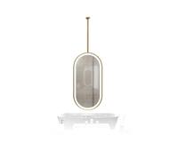 YCOVSFP Oval Ceiling-Mounted Bathroom Mirror With LED Lights | Storage & Makeup | 3-Color Dimmable | Ideal For Hotel Entrances, Bedrooms, And Bathrooms(Black,50x90cm)