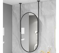 YCOVSFP Wall-mounted Oval Mirror With A Rod, Rectangular Ceiling Mirror With A Floating Rod For Ceiling Mounting Above The Sink(Black,50x90cm)