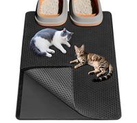 Ycozy Cat Litter Mat 90 X 60 cm Large Litter Trapping Mat Double Layer Waterproof Cat Litter Tray Mat Honeycomb Holes Design Cat Mat Non-Toxic Nonslip Black