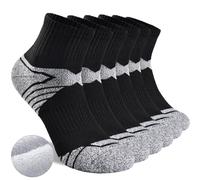YCQQPRO Running Socks Mens Womens, Cushioned Quarter Socks, Anti-Blister Athletic Ankle Sock Moisture Wicking Walking Cotton Performance Tennis Trainer Sports Sock, 6 Pairs