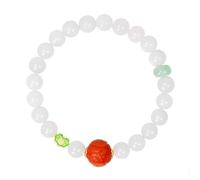YCQYM 18K Gold Over S925 Silver Jadeite Bracelets, Jadeite A GradeRed Agate Round Bead Bracelet, Gift for Daughter on Graduation