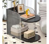 YCQYM 2-Tier Side Table, End Table, Acrylic Side Table,Acrylic Square End Table with Storage,Nightstand for Bedroom, Small Bedside Tables (White Medium - Flat Style)