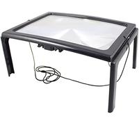 YCQYM 3X Magnifier Sheet Hand Plastic Magnifying Glass with 4 Lights Table Desktop Lamp Magnifier Foldable Hanging Magnifying Glass 275 * 195mm Lens A4 Full Page Magnifying Reading Aids
