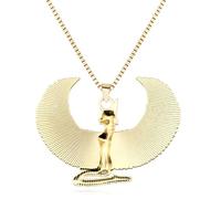 YCQYM Ancient Egyptian Goddess Isis Wings Pendant Patron God Horus Necklace Men Women Vintage Prayer Amulet Jewelry Gift