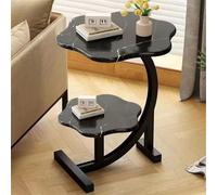 YCQYM C Shaped Side Table for Couch and Bed, Small Flower End Table with 2 Tier,Perfect for Living Room，Bedroom,Office (Brown)
