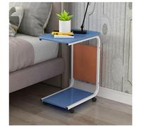 YCQYM C-Shaped Side Table with Wheels, Rolling Sofa End Table, Laptop Table, Single Small Workbench for Bedroom, Living Room, 2-Tier Open Storage Shelf, 45×30×65cm (Color : White, Size : 45x30x65cm)