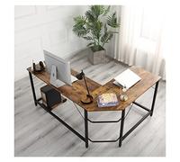 YCQYM Computer Table L-Shaped Desktop PC Desk Home Study Office Furniture Laptop Workstation Corner Table Writing Desk, Easy to Assemble, 3 Colors Workstations (Industrial Brown)