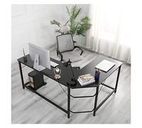 YCQYM Computer Table L-Shaped Desktop PC Desk Home Study Office Furniture Laptop Workstation Corner Table Writing Desk, Easy to Assemble, 3 Colors Workstations (Black)