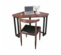 YCQYM Computer Table Triangular Desk Home Pine Corner Desk Style Corner Writing Desk, Stable Metal Frame with Adjustable Feet Pad, Retro Brown Workstations (1.0 Meters)