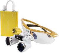 YCQYM Dental Loupes,Head MountLighted Magnifying Glasses,3.5X420mm Dental Surgical Loupe Magnifier,Binocular Magnifier with Head Light Lamp Dental Loupes Vision Aid(Black)