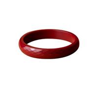 YCQYM Fashion Round Cinnabar Bangle Bracelet for Women Feng Shui Vermilion Red Bangle Bracelets for Good Luck Wealth Protection Amulet Woman Birthday Gift