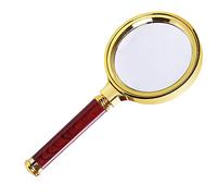 YCQYM Handheld Magnifier 10x Magnifying Glass Plastic Imitation Mahogany Detachable Handle Magnifying Mirror Magnifying Lens for Home Learning Reading and Fault Finding Gold-90mm