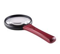 YCQYM Handheld Magnifier Magnifying Glass ABS Frame Magnifying Mirror with Light Magnifying Lens for Home Learning Reading and Fault Finding Red-75mm
