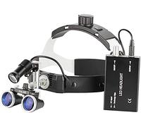 YCQYM Headband Magnifier,Handheld Digital Magnifier,Surgical Binocular Loupes Leather Headband with 3W Headlight Lamp Helmet Dental Surgical Loupe Operation Medical Enlarger Clinical(2.5X)
