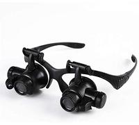 YCQYM Headband Magnifier, Head MountLighted Magnifying Glasses, 10x 15x 20x 25x Headband Magnifying Glass,Jewelry Clock Repair Loupe with 2 Lights and 4 Interchangeable Lens for Electronics Eyelash