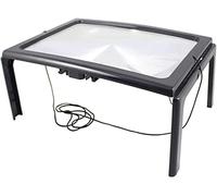 YCQYM Large A4 Reading Magnifier with 4 Light3X Full Page Magnifying Glass Foldable Desktop Stand Magnifier Hands- Rectangular Loupe Reading Aid for Seniors Low Vision Book Magazines Newsp