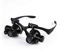 YCQYM Magnifier,Bracket/Headband Magnifying Glass Jewelry Clock Repair Loupe with 2 Lights and 4 Interchangeable Lens 10x 15x 20x 25x for Electronics Eyelash Crafts Jewelry Repair