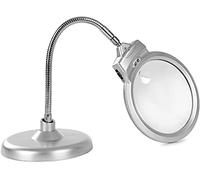 YCQYM Magnifier Light Desktop 125 MM Diameter PMMA Optical Lens Metal Hose Base Reading Magnifing Glass, Silver Marriage