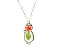 YCQYM Natural Dried Flower Handmade Drop Glue Cute Little Cat Styling Retro Necklace 's