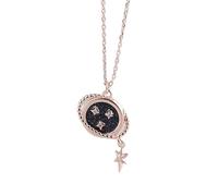 YCQYM Rose Gold Necklace Sparkling Diamond Circle White Shell Star Pendant Blue Sand Accessories Sandstone