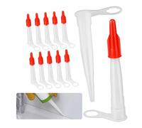YCSHIPO 12 Pcs Resealable Silicone Sealant Nozzles with Red Caps, Perfect for Bathroom & Kitchen Sealing