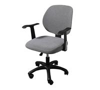 YCSHIPO 1set/2pcs Office Chair Cover Stretchable Computer Cover Washable for Desk Rotating and Backrest, free size（1xBackrest Cover +1xSeat Cushion Cover, grey）