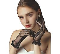 YCShun Short Lace Gloves Tea Party Gloves Costumes Gloves for Wedding Dinner Party - black - One Size