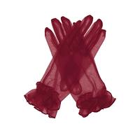 YCShun Women's Tulle Ruffled Wedding Party Gloves 2019 Short Prom Evening Gloves - Red - One Size
