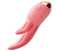 YcsLust Double Tongue Vibrator for Women with 10 Vibration Modes & Heating, G-Spot Clitoris Stimulator, Realistic Tongue Dildo Vibrator, Sex Toy for Couples & Women, Waterproof & Rechargeable