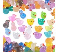 YCSONLY 100 Pcs Resin Ducks Glow in The Dark Mini Resin Ducks, Tiny Ducks Miniature Ducks Little Ducks Small Ducks Mini Light Up Ducks Tiny Plastic Ducks for Aquarium Fairy Garden Dollhouse