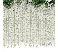 YcsRnn 2 Pack 20 Branches Wisteria Artificial Flowersm, 6 Feet Hanging Flowers, Artificial White Wisteria Vine Silk Flowers for Wedding Arch Party Garden Home Decor (White)