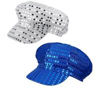 YcsRnn 2 Pack Sequin Hat Glitter Hat Cap Abba Hat for Women Girls, 70s Disco Hat Disco Disco Sequin Hat for Adults, Abba Costume Accessories for Women Theme Party Birthday Dance