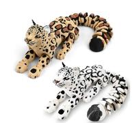 YcsRnn 2 PCS 3D Printed Animals Snow Leopard,16cmArticulated Animal Toy with Realistic Poseable Joints, 3D Printed Toys Desk Decor for Boy and Adult Home Display