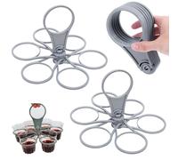 YcsRnn 2 Pcs Drinks Carrier, Foldable Cup Holder for 6 Cups, Portable Beverage Tray for Festivals and Sports Events, Durable Design with Handle, 26 cm Diameter, 16.5 cm Height, 7 cm Cup Hole Diameter