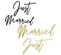 YcsRnn 2Pcs Just Married Acrylic Cake Toppers, Elegant Wedding Cake Decorations Suitable for Bride and Groom, Anniversary and Party Celebrations, Black and Gold