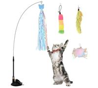 YcsRnn 6 Piece set Cat Wand Toy for Indoor Cats - Interactive Kitten & Adult Cat Toys with Replaceable Heads, Fun Teaser Wand for Playful Cats