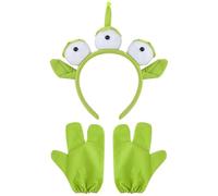 YcsRnn Alien Costume Set, Toy Story Alien with Three-Eyed Headband and Three-Finger Gloves for Halloween Parties, Cosplay Events, Themed Gatherings, Green Accessories Set for Adults and Kids
