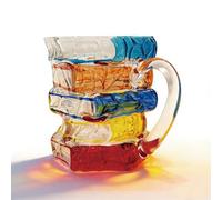 YcsRnn Book Mug, Coffee Mugs for Book Lovers, Reading Companion for Bookworms and Writers, 3D Painted Glass Mug, Desk Accessories Water Cup for Milk Tea Juice Drink (350ml)