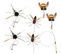 YcsRnn Cat Wand Toy Set, 7 Piece Interactive Cat Teaser Wand with Durable Design, Engaging Cat Dancer Toy for Indoor Play, Black and Yellow Colour Combination.
