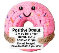 YcsRnn Emotional Support Crochet Donut, Positive Crochet Gift for Women and Teens, Handmade Yarn Donut for Encouragement and Motivation, 7.5x7.5x3.5 Cm