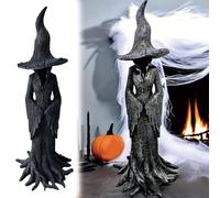 YcsRnn Halloween Witch Statue Resin Witch Figure,Decorative Gothic Spooky Standing Desktop Ornament Sculpture, Retro Magician Mysterious Curse Theme Statues Figurine Halloween Decoration