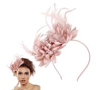 YcsRnn Pink Fascinators for Women, Fascinators for Women, Weddings Dusky Pink Hair Fascinator Hat with Mesh and Elegant Flowers, Party Headwear for Women, Girls, Halloween, Carnival Weddings, Parties